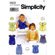 Simplicity Sewing Pattern 9602 Romper Dress Hat Babies Size S M L - £7.16 GBP