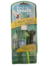 Tropiclean Fresh Breath Dog Puppy Dental Kit Oral Care No Brushing! +Bonus Chew - £15.84 GBP