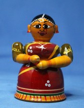 Hand Crafted Toy (Kondapalli Bommalu) Kumkum Box Lady Made of Tella Poniki Wood - £31.28 GBP