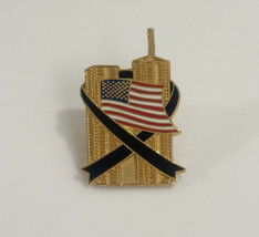 American Flag World Trade Center 9/11 Black Ribbon Never Forget Gold Ton... - $147.71 MXN