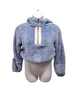 BP Hoodie  Womens Medium Blue Cropped Quarter Zip Plush Fleece Jacket - £12.38 GBP