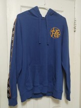 Dragon Ball Z Blue Embroidered Hoodie Pull Over Goku Anime Kanji Size Large - £17.69 GBP