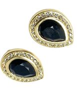 Vintage Swarovski signed SAL crystal pear shaped earrings clip on gold t... - €77,19 EUR