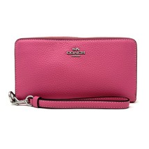 Coach Long Zip Around Wallet Petunia Pink Leather C4451 New With Tags - $295.02