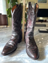 J. Chisholm leather dark burgundy cowboy boots, made in USA men’s 9.5 D image 2