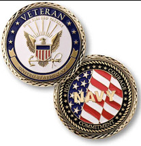 U.S. Navy  Veteran USN Challenge Coin Dimensions 40mm - £11.66 GBP