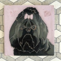 Vintage Lhasa Apso Ceramic Tile by Pumpkin 6&quot; x 6&quot; Hand Painted - Made I... - £17.59 GBP