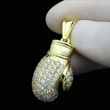 1.50Ct Round Simulated Moissanite 3D Boxing Glove Pendant 14k Yellow Gold Plated - £118.37 GBP