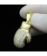 1.50Ct Round Simulated Moissanite 3D Boxing Glove Pendant 14k Yellow Gol... - £115.78 GBP