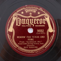 Roy Rogers - Ridin&#39; Down The Trail / Headin&#39; For Texas - 1939 10&quot; 78 rpm 9692 - £27.04 GBP
