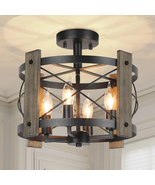Farmhouse Rustic Light Fixture Ceiling Mount, Semi Flush Mount Ceiling L... - $1,522.06 MXN
