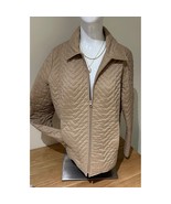 Laura Ashley lightweight Quilted Jacket Tan Khaki full zip up size small - $15.95