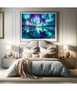Snowy Landscape Northern Lights (Aurora Borealis) Frozen Lake Blue Downl... - $6.79 CAD