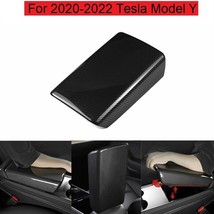 Fit Tesla Model Y 2020-2022 Carbon Fiber Interior Armrest Storage Box Cover Trim - £21.01 GBP