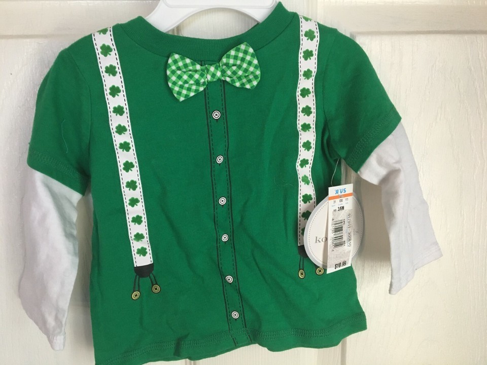 Koala Kids Boy&#39;s St. Patrick&#39;s Day Bodysuit 3-6 Month *NEW W/TAGS* j1 - $7.99