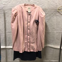 Vintage Women&#39;s Suit Barbie Pink Blazer and Black Skirt by Leslie Fay Si... - £27.96 GBP