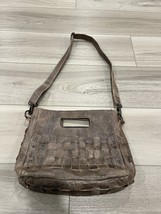 Bedstu Bed Stu Orchid Distressed Woven Handbag Crossbody Shoulder Bag Le... - $197.99