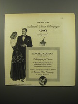 1950 Cook&#39;s Champagne Ad - Ronald Colman starring in Champagne for Caesar - £14.54 GBP