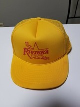 Vtg Riviera Hotel &amp; Casino Yellow Foam Trucker Snapback Hat, Casino Coll... - $14.80