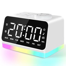 Digital Alarm Clock With Fm Radio For Bedroom, 8 Colors Night Light With... - £36.16 GBP