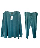Como Blu Women&#39;s Pajama Set - Soft Velour Loungewear Plus Size 1X Turquoise - £19.66 GBP