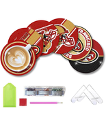 6 Pcs Diamond Paintings Coasters Kits  Holder  Football  San Francisco   - $21.59