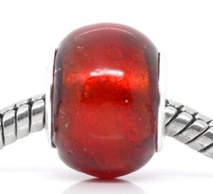European Glass Charm Large Hole Bead Red Lot of 5 pcs G16 - £3.70 GBP