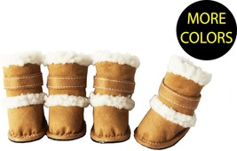 DUGGZ Shearling Designer Insulated Pet Dog Shoes Boots Booties - Set of 4 - £22.37 GBP