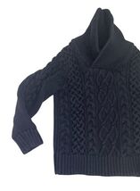 Baby Gap Navy Cable Knit Sweater Shawl Collar 2T 100% Cotton image 2