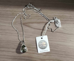 New SWAROVSKI Platinum Crystal Teardrop Pendant Necklace Silver tone chain - $27.23