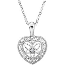 Sterling Silver .005 CTW Diamond Heart Necklace - £135.56 GBP