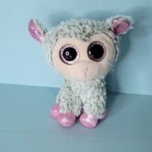 TY  Dixie the Lamb Beanie Boos 6&quot; 2017 Sheep Gray Pink Glitter Eyes No H... - £13.47 GBP