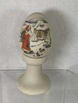 Vintage Ceramic Santa Egg With Pedestal Cream Christmas Eve Presents St Nick - £13.16 GBP