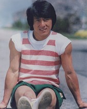 Jackie Chan vintage 8x10 inch photo young pose in t-shirt and shorts - $12.99