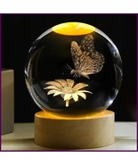 1pc Modern 3D Butterfly &amp; Sunflower Carved Crystal Ball Night Light, USB... - €31,04 EUR