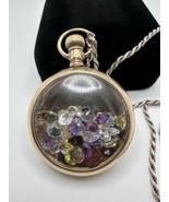 Antique Pocket Watch Full Of Gemstones Pendant 7.8cm X 5.5cm Necklace 30... - $6,292.41 MXN