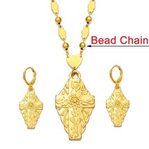 Anniyo Hawaiian Cross Jewelry sets Bead Ball Pendant Necklaces Earrings Guam Mic - £33.71 GBP