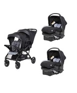 Black Baby Trend Double Sit N Stand Stroller Travel System w 2 Infant Ca... - £549.95 GBP