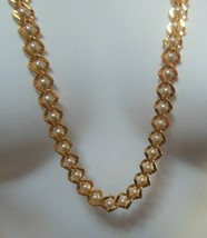 Vintage Signed NAPIER Gold-tone Caged Faux Pearl Necklace 30&quot; Long - £27.24 GBP