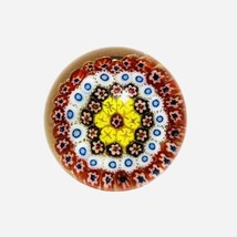 Vtg Concentric Millefiori Canes Candy 2.5&quot; Paperweight Yellow White Blue Orange - £34.06 GBP