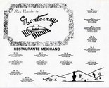 Monterrey Restaurante Mexicano Menu South Carolina Tennessee Georgia 1990&#39;s - £13.96 GBP