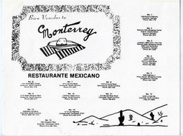 Monterrey Restaurante Mexicano Menu South Carolina Tennessee Georgia 1990&#39;s - £13.95 GBP
