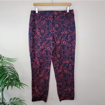 LOFT | Red &amp; Navy Floral Julie Riviera Ankle Pants, womens size 4 - £13.95 GBP