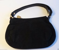 Morris Moskowitz women leather suede black hobo style bag 12&quot; x 2&quot; x 6&quot; - £54.27 GBP