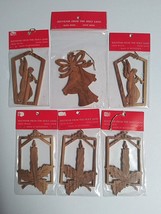 Olive Wood Bethlehem Carved Christmas Ornament Lot (6 Pieces) Angel Candles Bell - £19.97 GBP