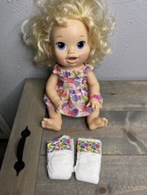 Baby alive hasbro 2014 snackin Sara blonde interactive bilingual doll Works! - $64.34