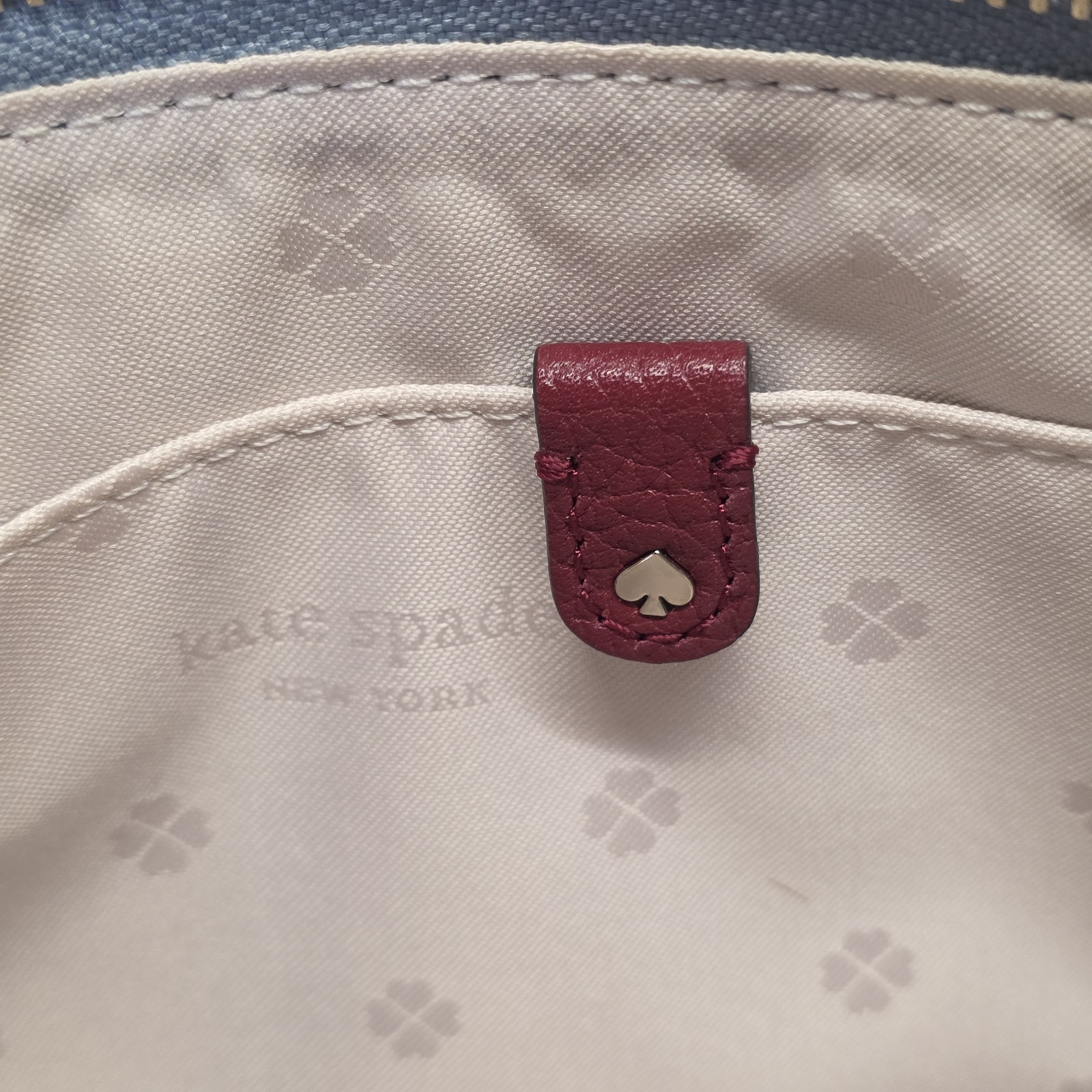 KATE SPADE Polly Double Gusset Medium Leather Crossbody Purse White Blue Item image 14