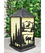 Rustic Deer Moose Scenic Forest Mountains Electric Metal Wall Or Floor L... - €65,25 EUR