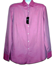 Hugo Boss Men&#39;s Pink Polka Dots Button Front Dress Shirt Size 44 17.5 - $80.12