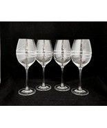 Crate &amp; Barrel KIRSI Cut Spiral Crystal 9&quot; Wine Goblets Glasses ~ Set of 4 - £78.31 GBP